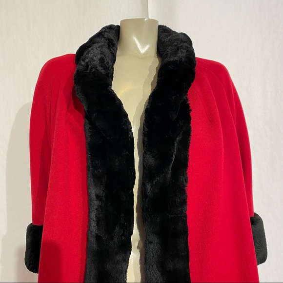 Vintage Red and Black Wool Coat - Picture 9 of 14